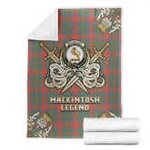 Clan MacKintosh Ancient Tartan Gold Courage Symbol Blanket HR91 Clan MacKintosh / MacIntosh Tartan Today
