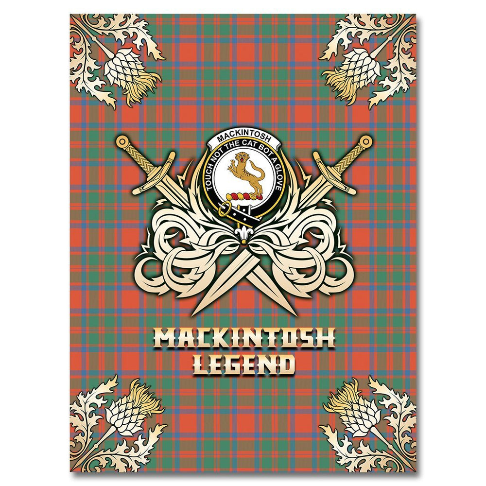 Clan MacKintosh Ancient Tartan Gold Courage Symbol Blanket HR91 Clan MacKintosh / MacIntosh Tartan Today