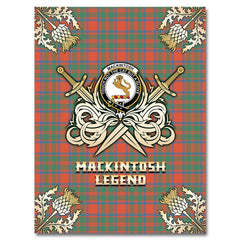 Clan MacKintosh Ancient Tartan Gold Courage Symbol Blanket HR91 Clan MacKintosh / MacIntosh Tartan Today