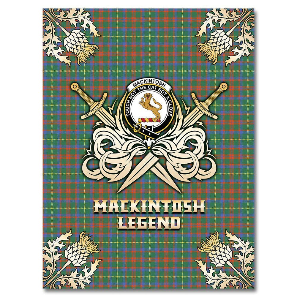 Clan MacKintosh Hunting Ancient Tartan Gold Courage Symbol Blanket NQ62 Clan MacKintosh / MacIntosh Tartan Today