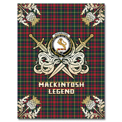 Clan MacKintosh Hunting Modern Tartan Gold Courage Symbol Blanket BJ83 Clan MacKintosh / MacIntosh Tartan Today