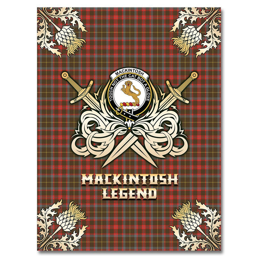 Clan MacKintosh Hunting Weathered Tartan Gold Courage Symbol Blanket AA59 Clan MacKintosh / MacIntosh Tartan Today