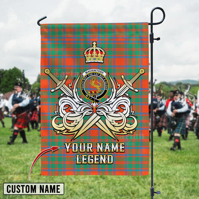 Custom Name Clan MacKintosh Ancient Tartan Garden Flag with Clan Crest and the Golden Sword of Courageous Legacy GW17