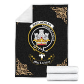 Clan MacLachlan Crest Tartan Premium Blanket Black ZH88 Clan Hall Tartan Today