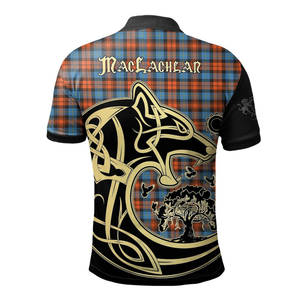 Clan MacLachlan Ancient Tartan Polo Shirt Viking Wolf OB23 MacLachlan Ancient Tartan Tartan Polo