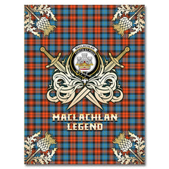 Clan MacLachlan Ancient Tartan Gold Courage Symbol Blanket QW29 Clan Hall Tartan Today