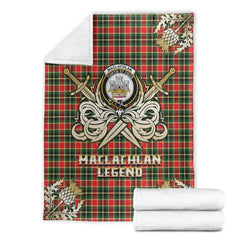 Clan MacLachlan Hunting Modern Tartan Gold Courage Symbol Blanket DN28 Clan Hall Tartan Today