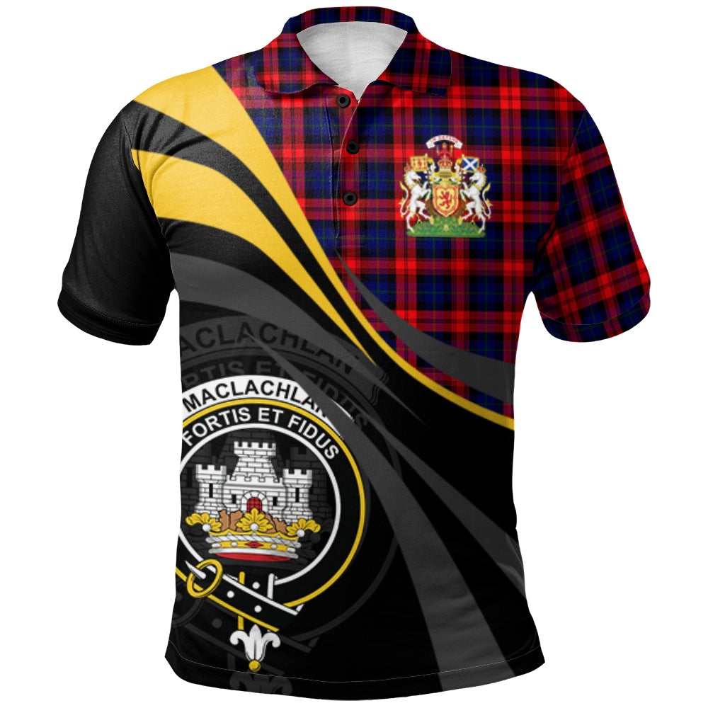 Clan MacLachlan Modern Tartan Polo Shirt - Royal Coat Of Arms Style GQ74 MacLachlan Modern Tartan Tartan Polo