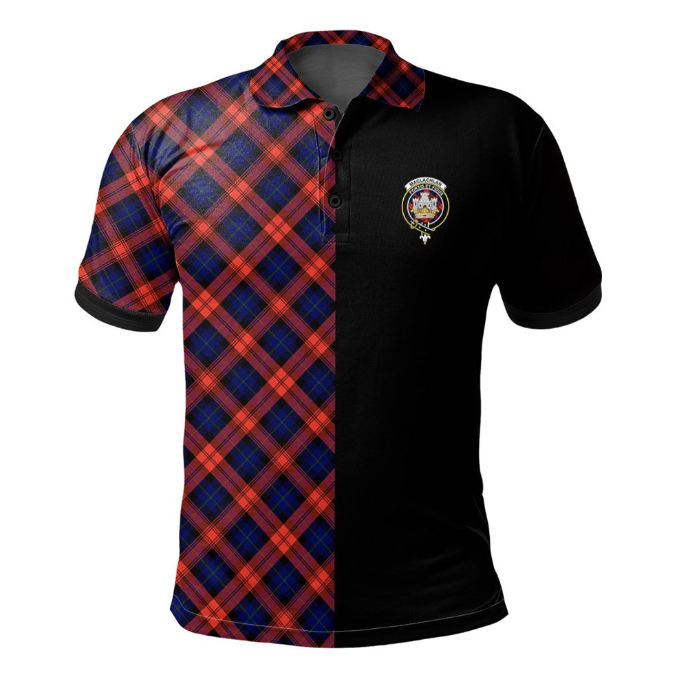 Clan MacLachlan Modern Tartan Polo Shirt Half of Me - Cross Style OT28 MacLachlan Modern Tartan Tartan Polo
