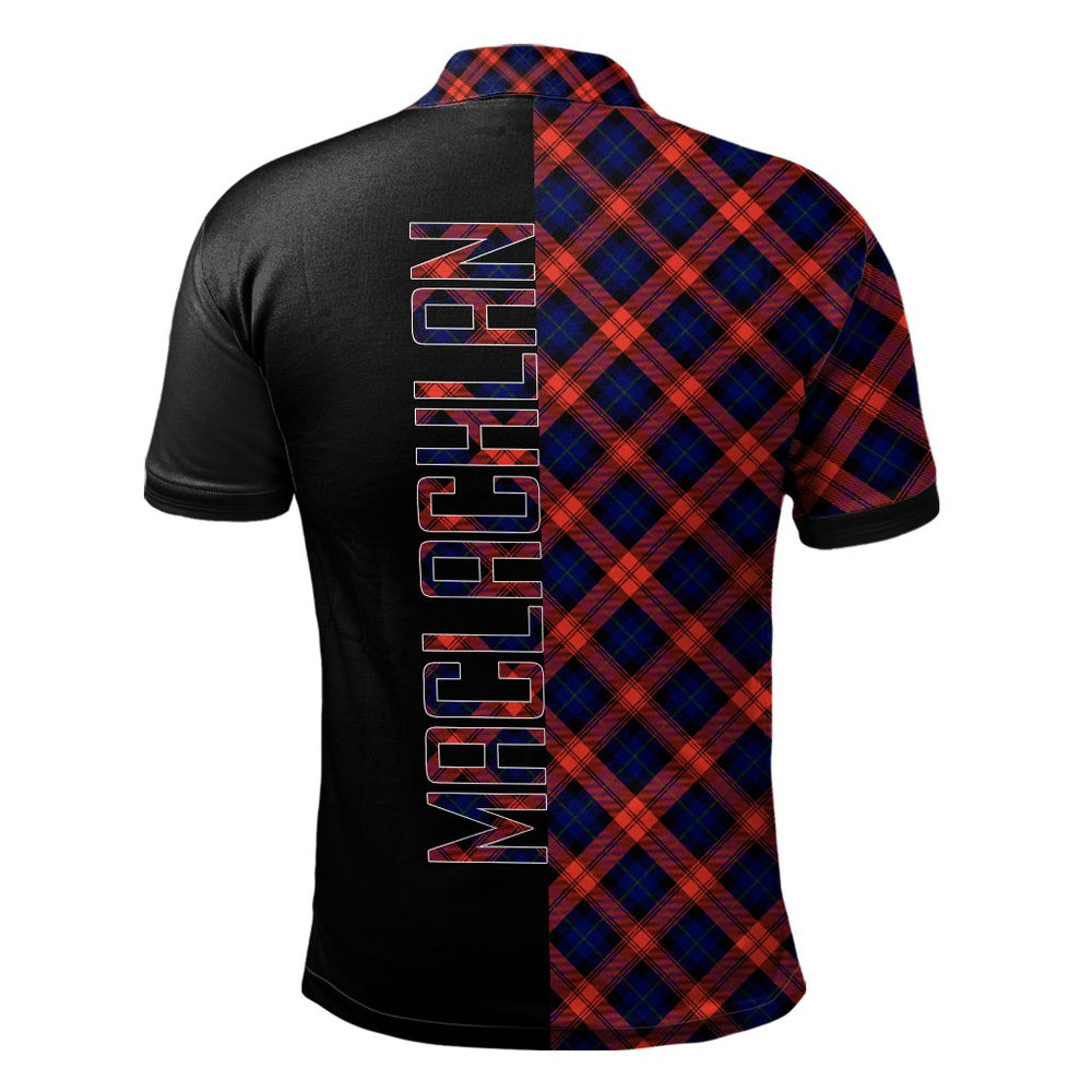 Clan MacLachlan Modern Tartan Polo Shirt Half of Me - Cross Style OT28 MacLachlan Modern Tartan Tartan Polo