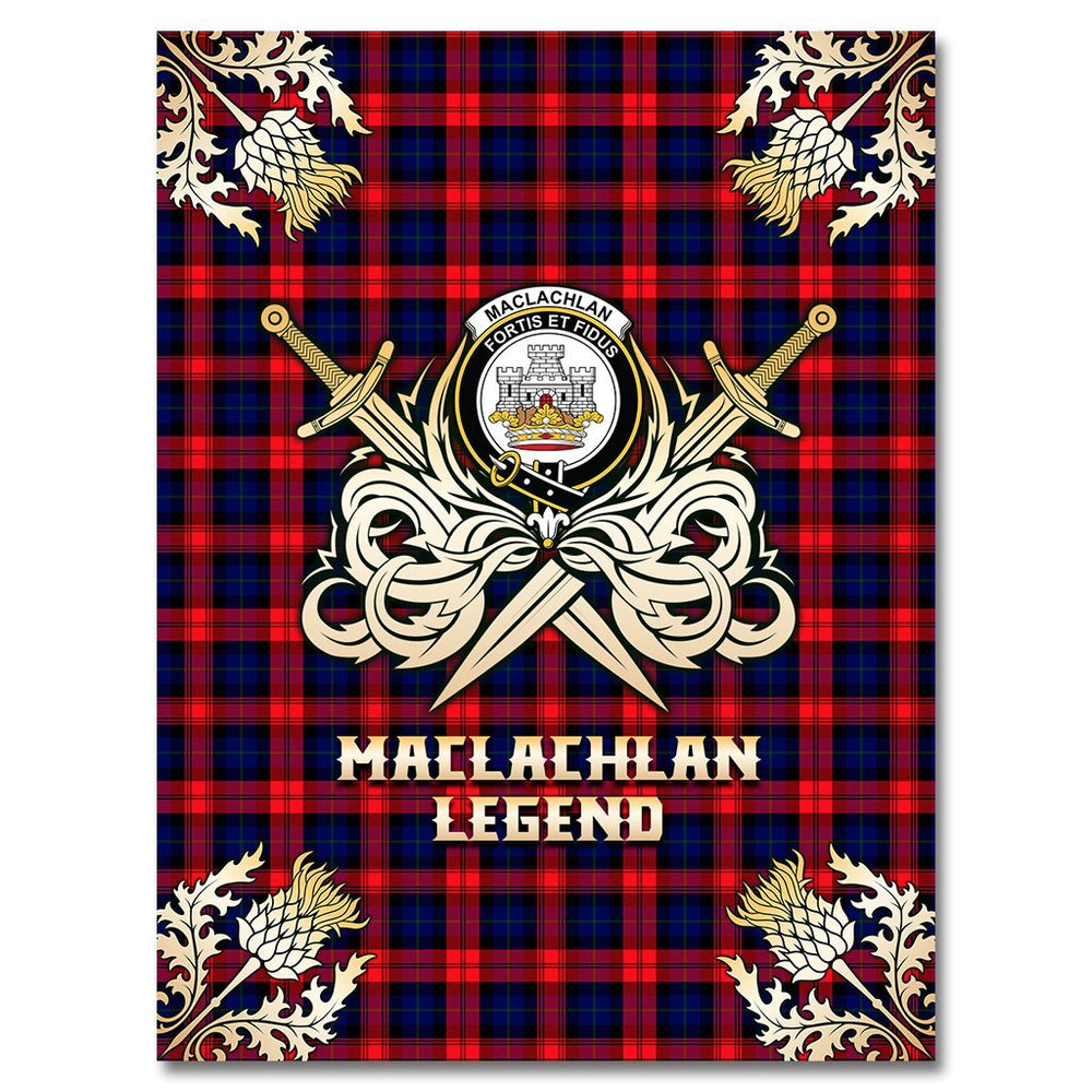 Clan MacLachlan Modern Tartan Gold Courage Symbol Blanket KM41 Clan Hall Tartan Today