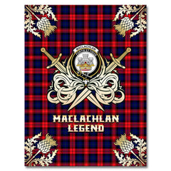 Clan MacLachlan Modern Tartan Gold Courage Symbol Blanket KM41 Clan Hall Tartan Today