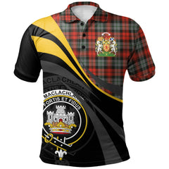 Clan MacLachlan Weathered Tartan Polo Shirt - Royal Coat Of Arms Style LT90 MacLachlan Weathered Tartan Tartan Polo