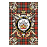 Clan MacLachlan Weathered Tartan Crest Black Garden Flag - Gold Thistle SI13 Clan Garden Tartan Today