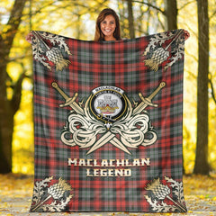 Clan MacLachlan Weathered Tartan Gold Courage Symbol Blanket WN74 Clan Hall Tartan Today