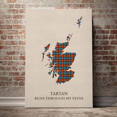 MacLachlan Ancient Tartan Scotland Map Canvas – “Tartan Runs Through My Veins” Wall Art