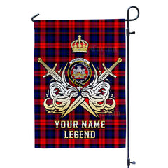 Custom Name Clan MacLachlan Modern Tartan Garden Flag with Clan Crest and the Golden Sword of Courageous Legacy PW16