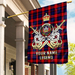Custom Name Clan MacLachlan Modern Tartan Garden Flag with Clan Crest and the Golden Sword of Courageous Legacy PW16