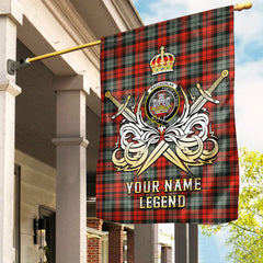 Custom Name Clan MacLachlan Weathered Tartan Garden Flag with Clan Crest and the Golden Sword of Courageous Legacy RL50