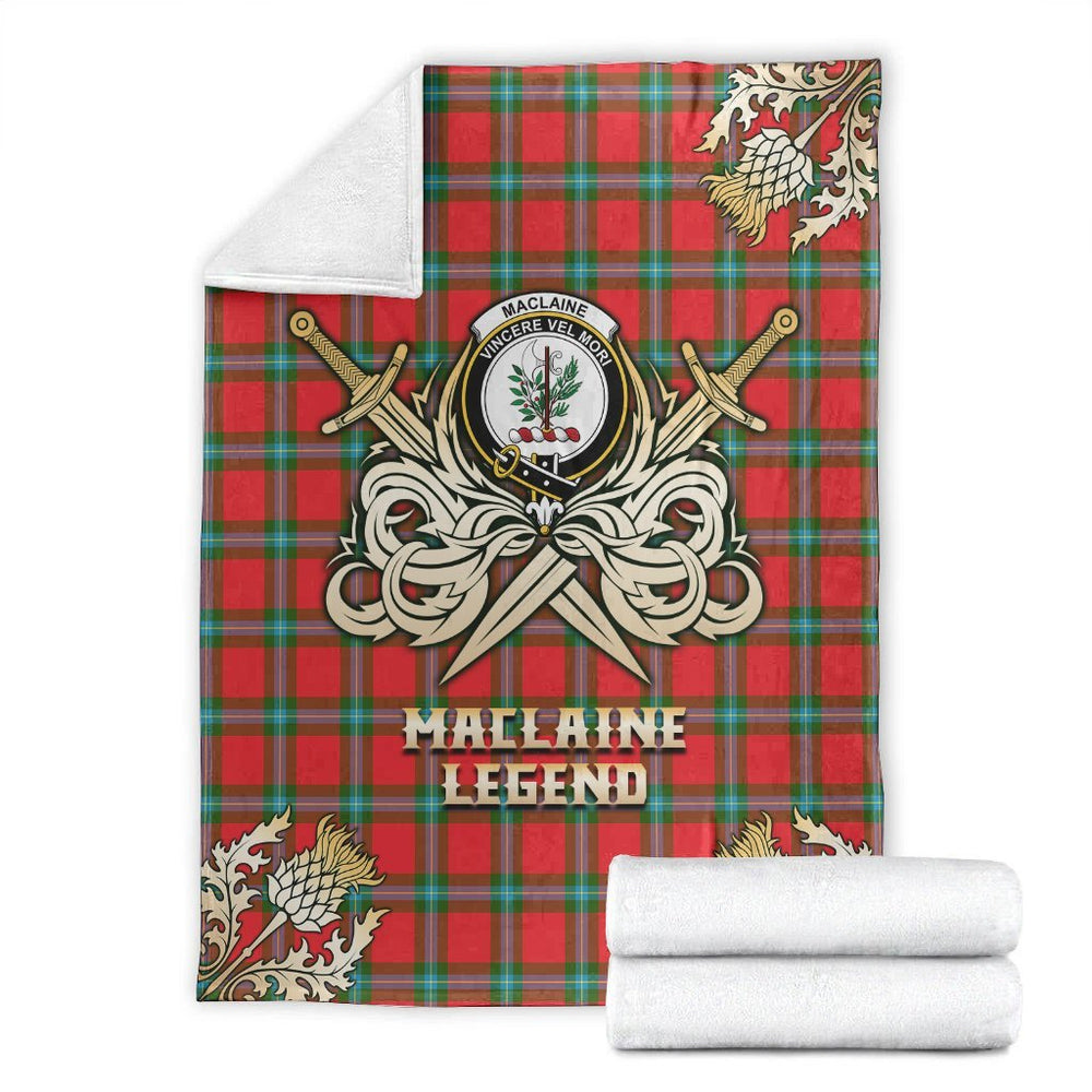 Clan MacLaine of Loch Buie Tartan Gold Courage Symbol Blanket VO18 Clan Hall Tartan Today
