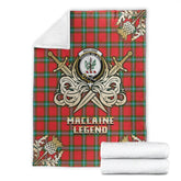 Clan MacLaine of Loch Buie Tartan Gold Courage Symbol Blanket VO18 Clan Hall Tartan Today