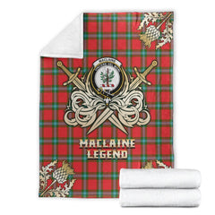 Clan MacLaine of Loch Buie Tartan Gold Courage Symbol Blanket VO18 Clan Hall Tartan Today