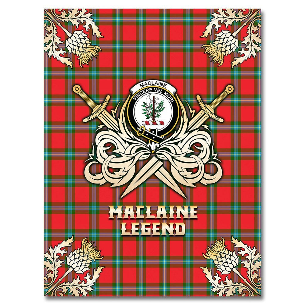 Clan MacLaine of Loch Buie Tartan Gold Courage Symbol Blanket VO18 Clan Hall Tartan Today