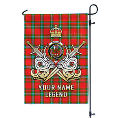 Custom Name Clan MacLaine of Loch Buie Tartan Garden Flag with Clan Crest and the Golden Sword of Courageous Legacy HG10