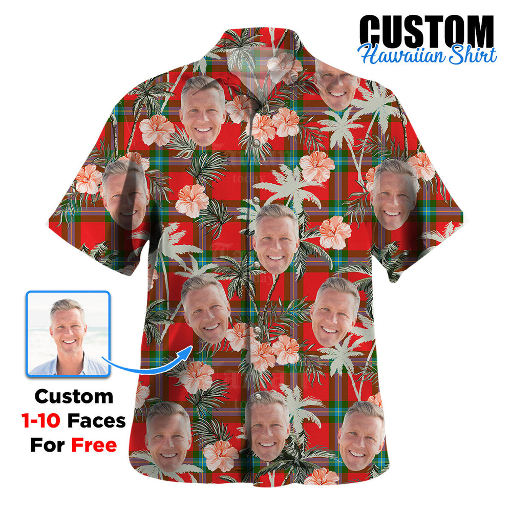 Clan MacLaine of Loch Buie Tartan Custom Face Hawaiian Shirt – Unisex Gift for Family Members, Summer Party ZW55 MacLaine of Loch Buie Tartan Tartan Hawaii Shirt