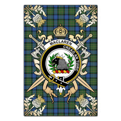 Clan MacLaren Ancient Tartan Crest Black Garden Flag - Gold Thistle CR84 Clan Garden Tartan Today