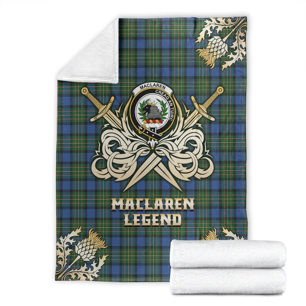 Clan MacLaren Ancient Tartan Gold Courage Symbol Blanket FX77 Clan Hall Tartan Today