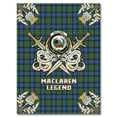 Clan MacLaren Ancient Tartan Gold Courage Symbol Blanket FX77 Clan Hall Tartan Today