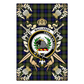 Clan MacLaren Modern Tartan Crest Black Garden Flag - Gold Thistle YJ54 Clan Garden Tartan Today