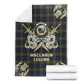 Clan MacLaren Modern Tartan Gold Courage Symbol Blanket VZ60 Clan Hall Tartan Today