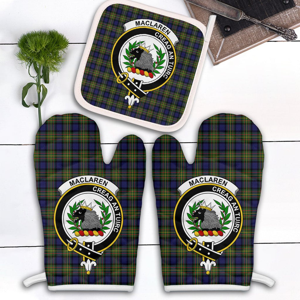 Clan MacLaren Modern Tartan Crest Oven Mitt And Pot Holder (2 Oven Mitts + 1 Pot Holder) LB80 Clan Borthwick Tartan Today