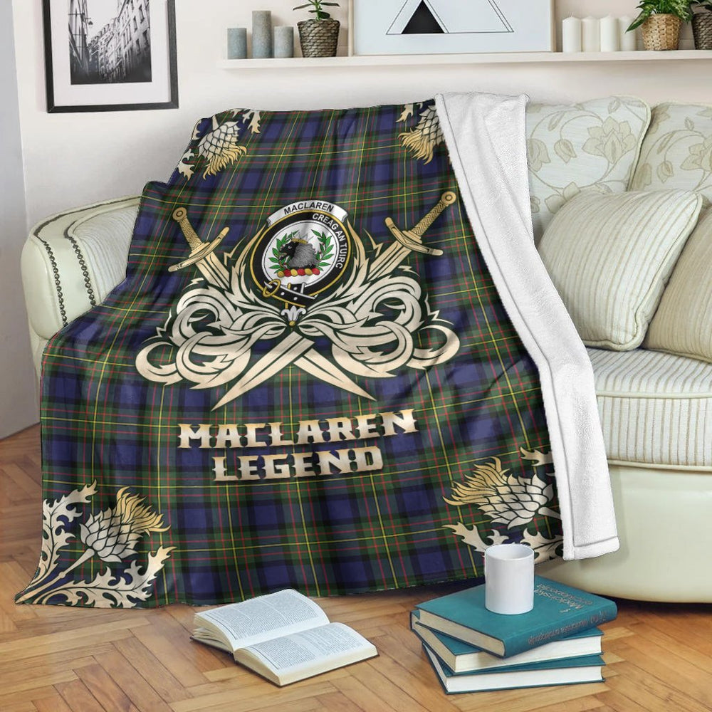 Clan MacLaren Modern Tartan Gold Courage Symbol Blanket VZ60 Clan Hall Tartan Today
