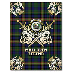 Clan MacLaren Modern Tartan Gold Courage Symbol Blanket VZ60 Clan Hall Tartan Today