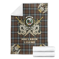 Clan MacLaren Weathered Tartan Gold Courage Symbol Blanket KP44 Clan Hall Tartan Today