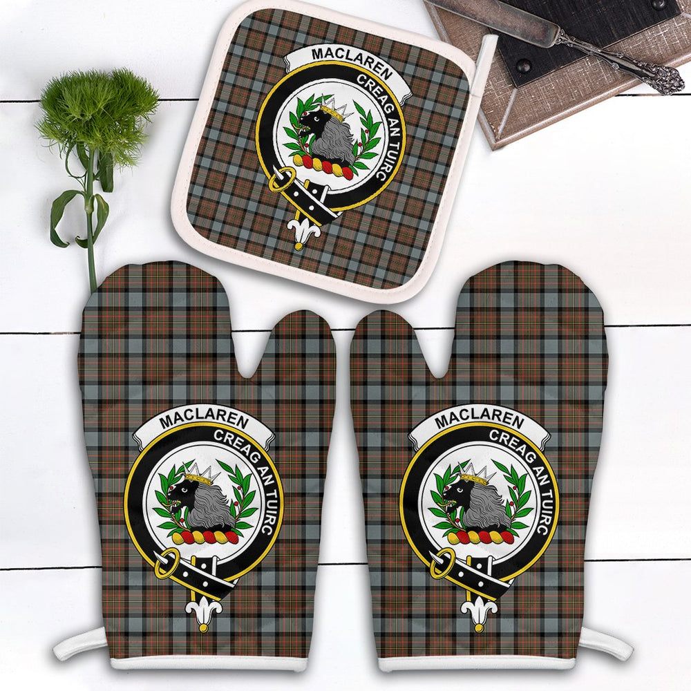 Clan MacLaren Weathered Tartan Crest Oven Mitt And Pot Holder (2 Oven Mitts + 1 Pot Holder) HU51 Clan Borthwick Tartan Today