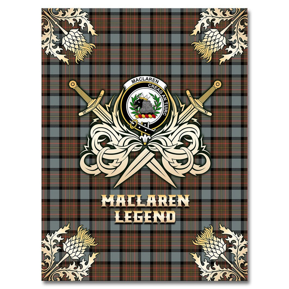 Clan MacLaren Weathered Tartan Gold Courage Symbol Blanket KP44 Clan Hall Tartan Today