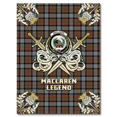Clan MacLaren Weathered Tartan Gold Courage Symbol Blanket KP44 Clan Hall Tartan Today