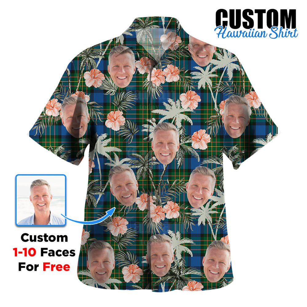 Clan MacLaren Ancient Tartan Custom Face Hawaiian Shirt – Unisex Gift for Family Members, Summer Party FA75 MacLaren Ancient Tartan Tartan Hawaii Shirt