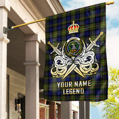 Custom Name Clan MacLaren Modern Tartan Garden Flag with Clan Crest and the Golden Sword of Courageous Legacy YX13