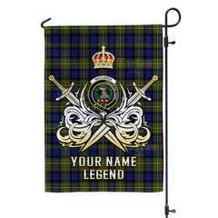 Custom Name Clan MacLaren Modern Tartan Garden Flag with Clan Crest and the Golden Sword of Courageous Legacy YX13