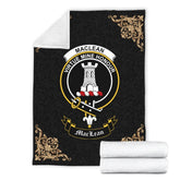 Clan MacLean Crest Tartan Premium Blanket Black CC75 Clan Hall Tartan Today