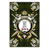 Clan MacLean Hunting Tartan Crest Black Garden Flag - Gold Thistle PX95 Clan Garden Tartan Today