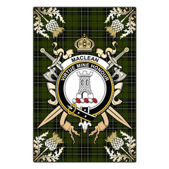 Clan MacLean Hunting Tartan Crest Black Garden Flag - Gold Thistle PX95 Clan Garden Tartan Today