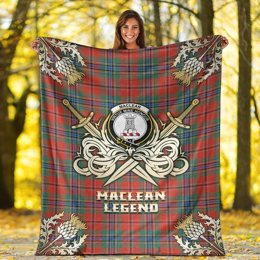 Clan MacLean of Duart Ancient Tartan Gold Courage Symbol Blanket RH97 Clan Hall Tartan Today