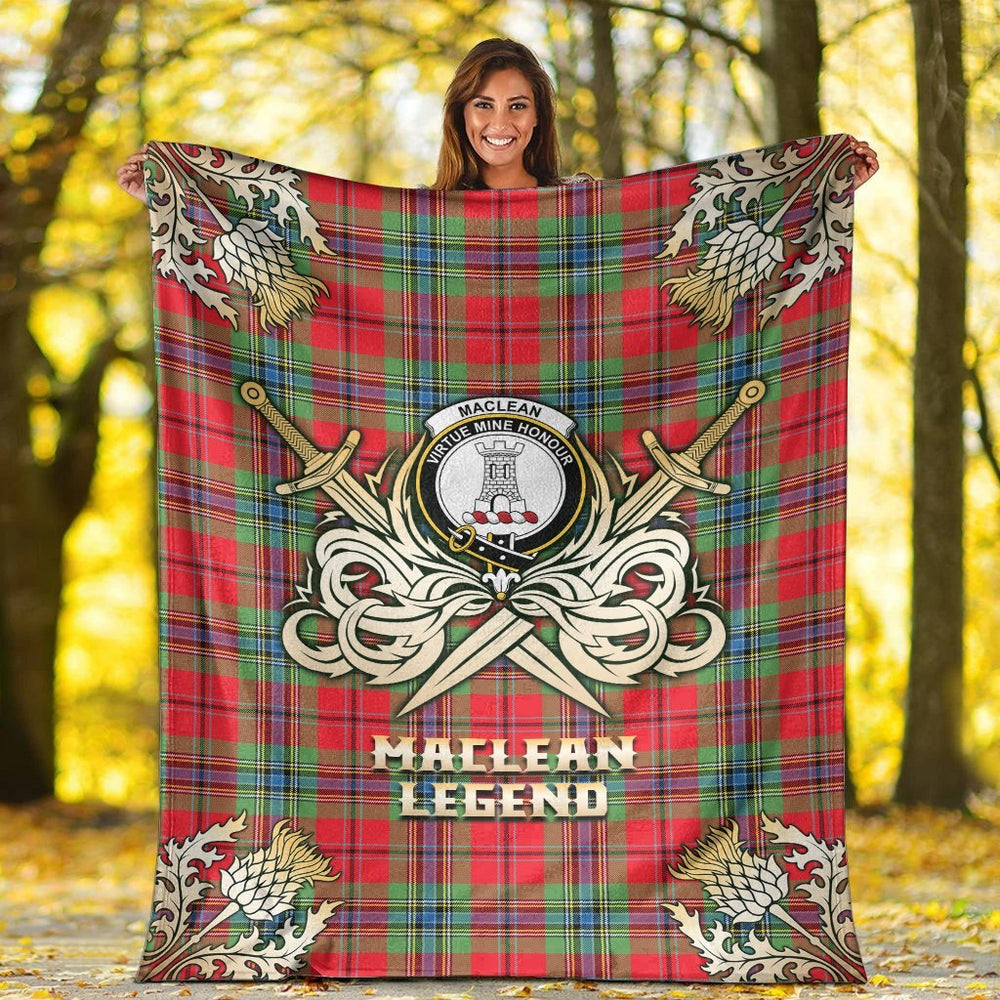 Clan MacLean of Duart Modern Tartan Gold Courage Symbol Blanket WH85 Clan Hall Tartan Today