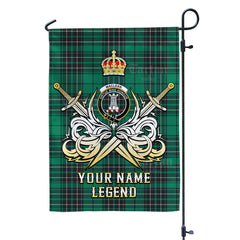 Custom Name Clan MacLean Hunting Ancient Tartan Garden Flag with Clan Crest and the Golden Sword of Courageous Legacy VX87
